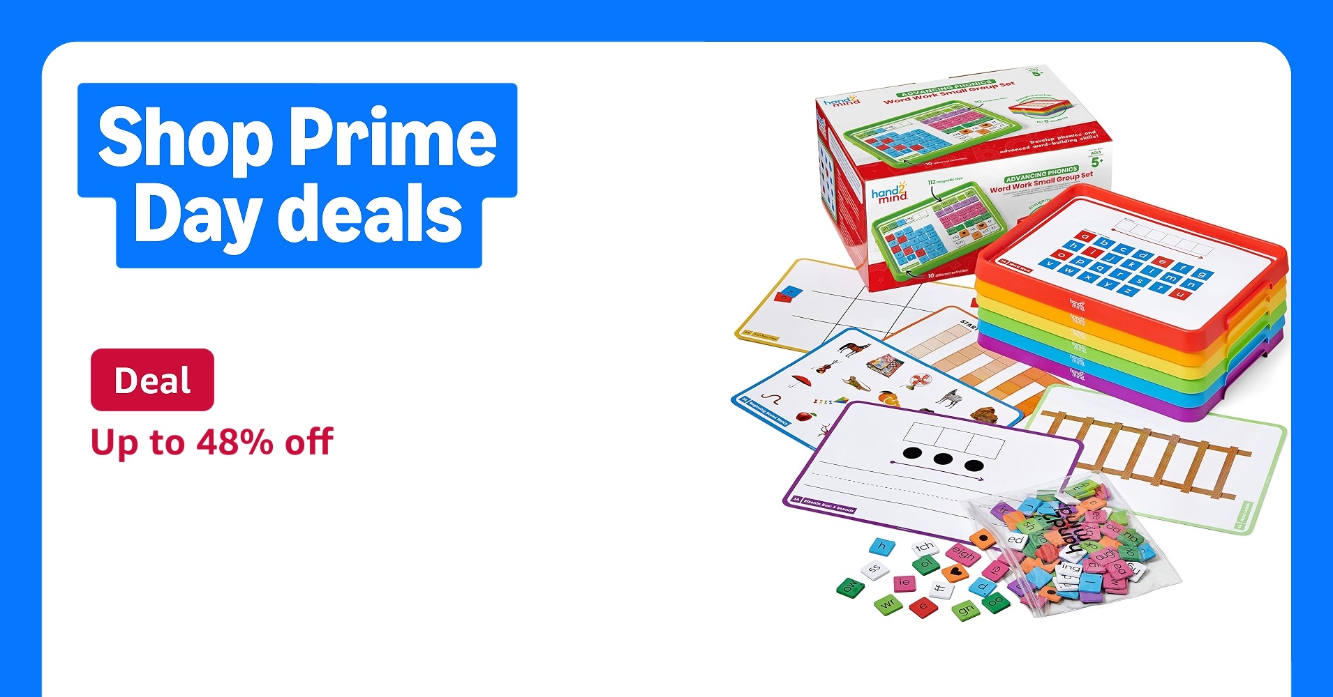 Deal for Prime Members: hand2mind Advancing Phonics Word Work Small Group Set, Magnetic Letter Tiles, Magnetic Letter Trays, Kindergarten Phonics Manipulatives, Phonemic Awareness, Science of Reading 