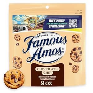 $2.12 3 for $6.35 ($2.12 each)  Amazon.com: Famous Amos Classic Chocolate Chip Cookies, Bite-Size Cookies, Great for Sharing, 9 oz Resealable Bag : Grocery & Gourmet Food