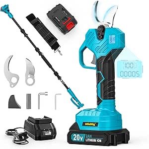 $69.99 Amazon.com: MtiolHig 2 in 1 Brushless Pole Electric Pruning Shears with 2 x Rechargeable Batteries, 13 Ft Total Reach Electric Cordless Pole Pruner, 0.8-2 Inch Pole Scissors for Garden Tools