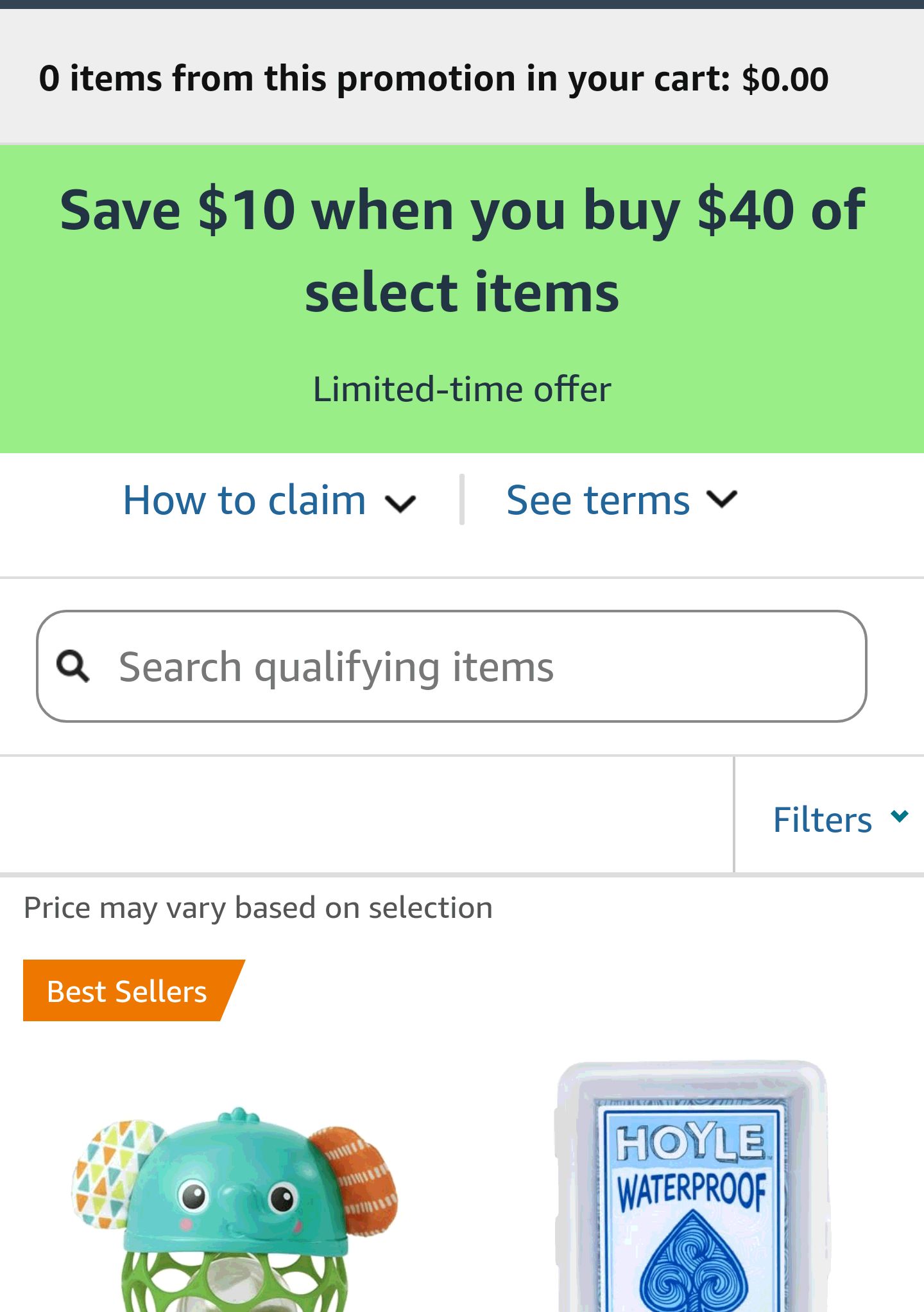 Save $10 when you buy $40 of select items