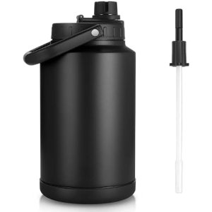 $23.99 Amazon.com: Sursip 1 Gallon Insulated Water Jug wtih Straw, Stainless Steel Large Sports one Gallon Water Bottle for Travel, Hiking, Camping 128 oz(Black) : Sports & Outdoors