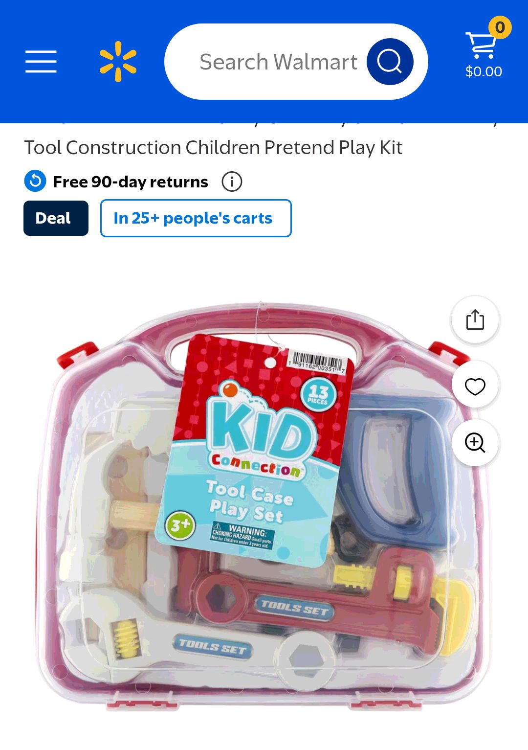 Kid Connection Tools Carry Case Play Set - 9 Piece Play Tool Construction Children Pretend Play Kit - Walmart.com