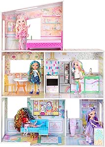 Amazon.com: Rainbow High Color &amp; Play 3-Story Doll House, Design All Walls &amp; Floors with Washable Markers, Wood Playset Includes Toy Furniture and Accessories, Gift for Kids 4+ : Toy