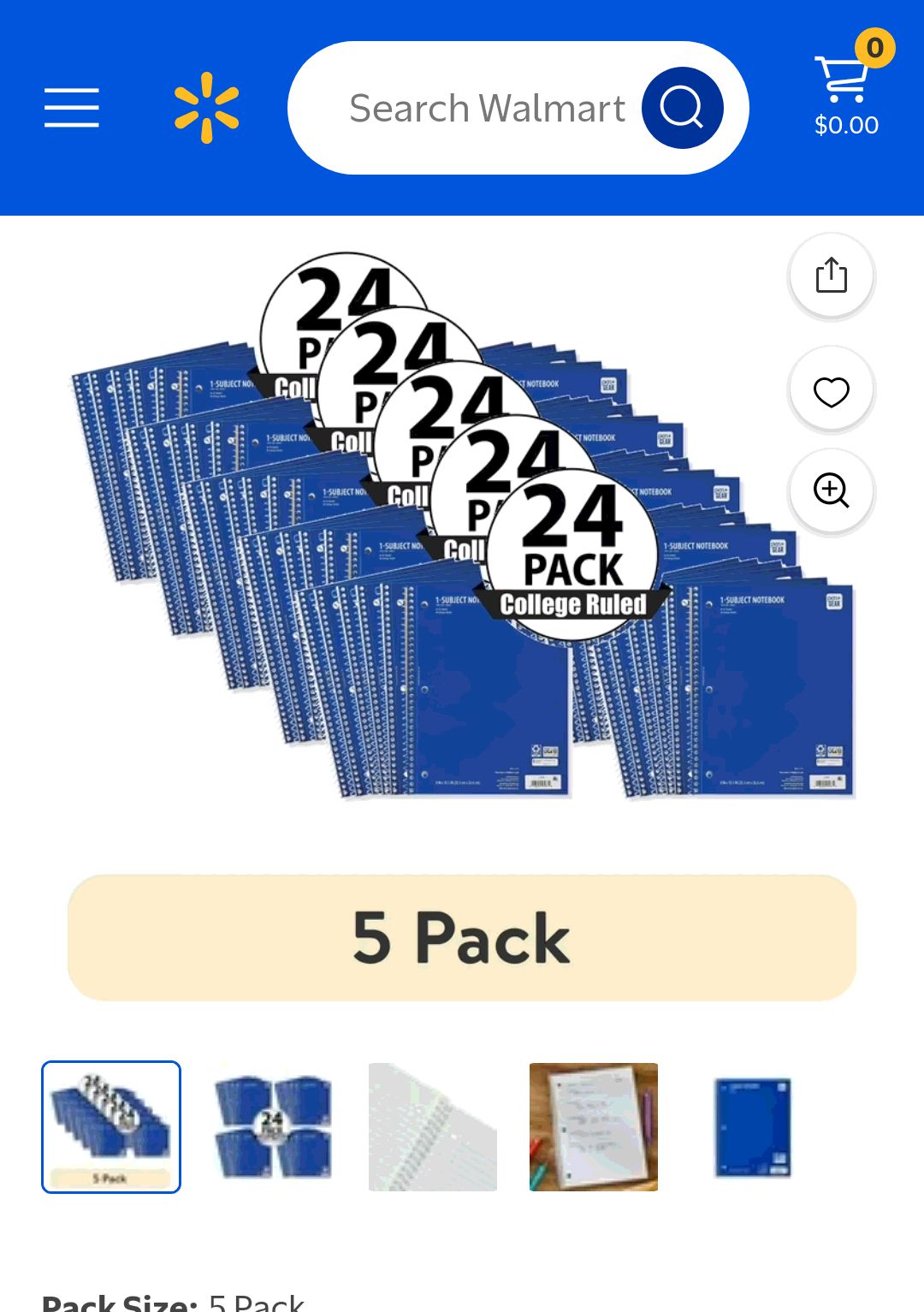 (5 pack) Pen+Gear College Rule Blue 1 Sub Notebook, 8"x10.5, 70 Sheets Each (24 Pack), New - Walmart.com