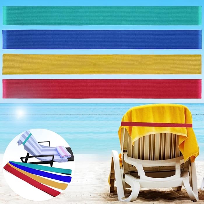 Amazon.com: Tlowesng Beach Towel Bands (4 Pack), Beach Chair, Pool Chairs & Cruise Ship Essentials, Windproof Towel Clips (4 Mix) : Home & Kitchen