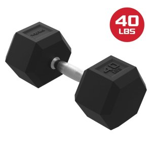 $65.94 (2 pack) FitRx 40lbs Rubber Hex Dumbbell – Solid Steel Handle, Durable Rubber Coating, Anti-Roll Weight for Fitness, Single - Walmart.com