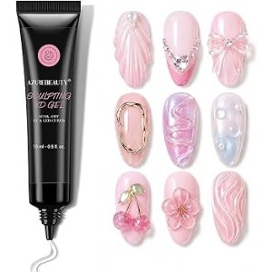 $4.99 Amazon.com: AZUREBEAUTY 3D Gel Nail Art, Sculpting Gel for Nail Art, Molding, Carving and Drawing, Rhinestones Glue for Nail Gems Nail Charms and Nail Decoration, U V LED Light Needed DIY Salon Home N