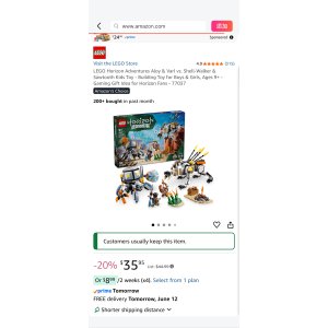 $35.95 Amazon.com: LEGO Horizon Adventures Aloy & Varl vs. Shell-Walker & Sawtooth Kids Toy - Building Toy for Boys & Girls, Ages 9+ - Gaming Gift Idea for Horizon Fans - 77037 : Toys & Games乐高地平线