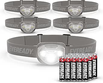 Amazon.com: EVEREADY LED Headlamps Pro200 [5-Pack], IPX4 Water Resistant, Bright and Durable Head Lights for Camping, Hiking, Emergency Power Outage (Batteries Included) : Sports &amp; Outdoors