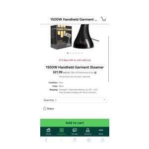 $21.99 1500W Handheld Garment Steamer