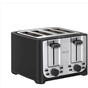 $19.28 Amazon.com: bella 4 Slice Toaster with Auto Shut Off, Extra Wide Slots & Removable Crumb Tray and Cancel, Defrost & Reheat Function, Toast Bread & Bagel, Black: Home & Kitchen