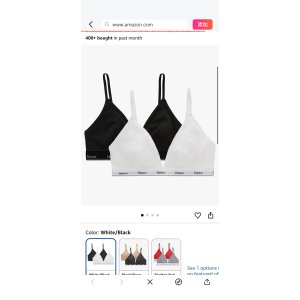 $10.06 Hanes Women s Triangle Bralette Pack, 2-Pack, Originals Breathable Stretch Cotton Bras for Women, Wireless Bra at Amazon Women’s Clothing store