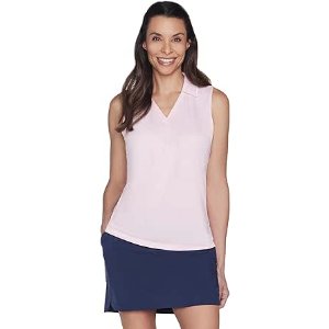 $9.9 Skechers Women's GODRI Swift Club Sleeveless Polo, Fairy Tale, 3X-Large at Amazon Women’s Clothing store