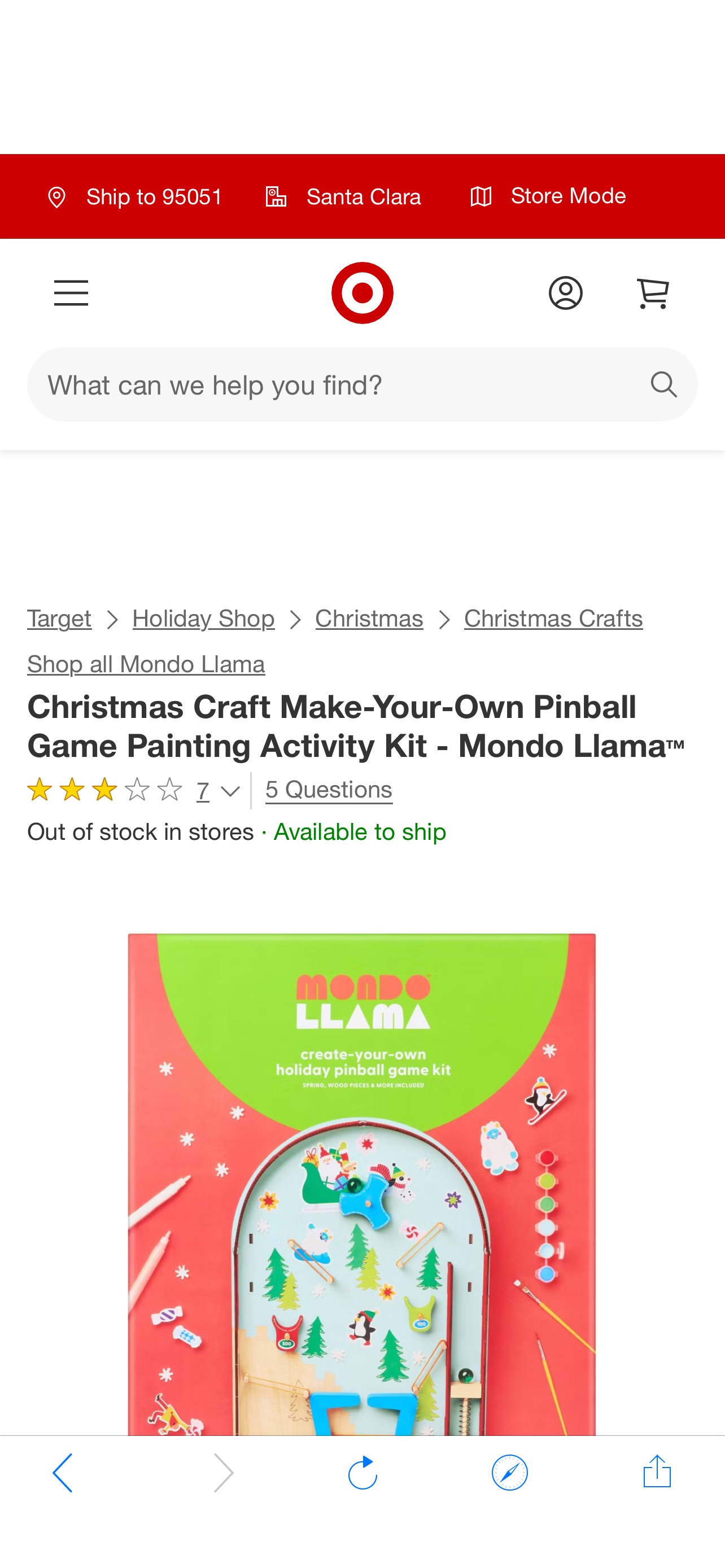 Christmas Craft Make-Your-Own Pinball Game Painting Activity Kit - Mondo Llama™ : Target