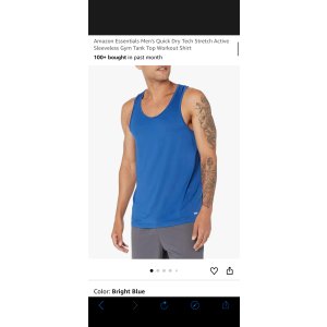 $6.78 Amazon.com: Amazon Essentials Men s Quick Dry Tech Stretch Active Sleeveless Gym Tank Top Workout Shirt