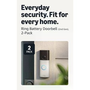$89.99 Ring Battery Doorbell (newest model), Retinal 2K with wide-angle video, up to 6x Enhanced Zoom, Two-Way Talk, and Built-In Battery, 2-pack Speckled White : Everything Else