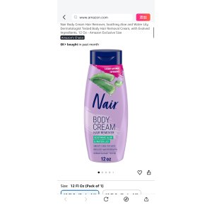 $7.42 Amazon.com : Nair Body Cream Hair Remover, Soothing Aloe and Water Lily, Dermatologist Tested Body Hair Removal Cream, with Evolved Ingredients, 12 Oz - Amazon Exclusive Size : Beauty & Personal Care