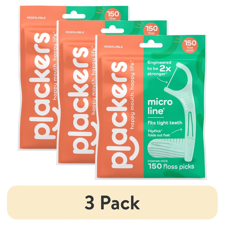 (450 pack) Plackers Micro Line Dental Tuffloss Fold-Out FlipPicks, Fresh Mint, 150 Count - Walmart.com