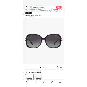 $54.99 Amazon.com: Michael Kors MK2024 Adrianna II Sunglasses, Black/Light Grey Gradient, 57 mm : Clothing, Shoes & Jewelry