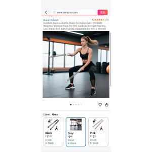 $9.99 Amazon.com: ELLAVA Cordless Ropeless Battle Ropes for Home Gym – Portable Weighted Workout Rope for HIIT, Cardio & Strength Training, Low-Impact Full Body Exercise Equipment for Men & Women : Sports &