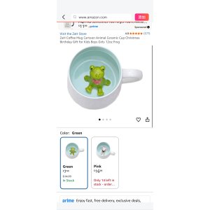 $7.49 Amazon.com: ZaH Coffee Mug Cartoon Animal Ceramic Cup Christmas Birthday Gift for Kids Boys Girls 12oz Frog : Home & Kitchen