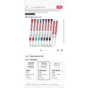 $5.99 Amazon.com: Thboxes 10 Pack Long Nib Marker, 20mm Long Head Deep Hole Markers Waterproof Construction Markers Deep Reach Pen for Carpenter Woodworking Metal : Office Products