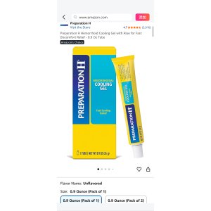 $4.6 Amazon.com: Preparation H Hemorrhoid Cooling Gel with Aloe for Fast Discomfort Relief - 0.9 Oz Tube : Everything Else