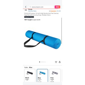 $12.1 Amazon.com : Fitvids 1/4-Inch High Density Thick Non Slip Yoga Mat with Knee Pad and Carrying Strap for Workout, Pilates, Gym Home Exercise, Blue : Sports & Outdoors