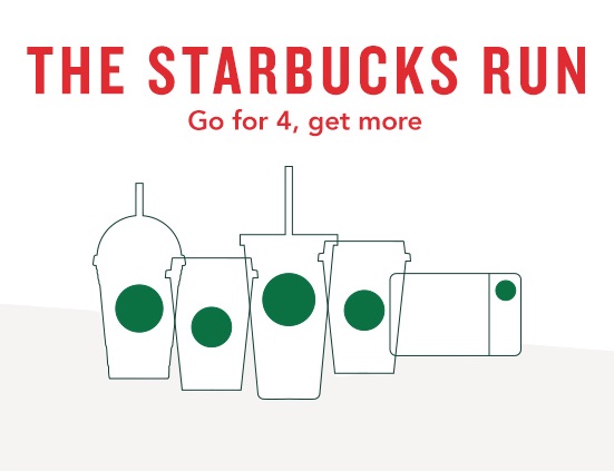 Starbucks 下午2 点之后 同时买四杯drink 享优惠