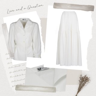 Liliana White - Cotton Blouse | MIRTA,Palm Spring White - Organic Cotton Maxi Skirt | MIRTA