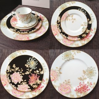 Marchesa 玛切萨,painted camellia 5pc place setting,Butter plate,salad plate,dinner plate