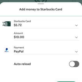 星巴克账户用Paypal充值满10减5！...