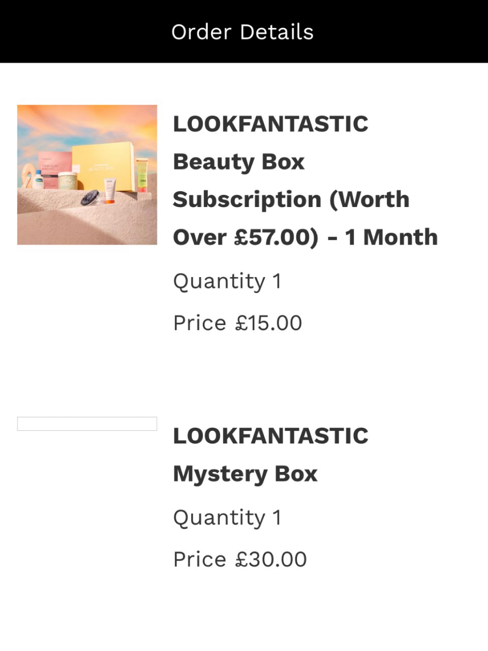LookFantastic£7.5两个盒...