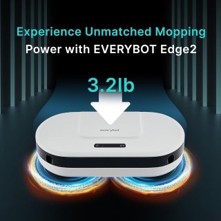 Amazon 亚马逊,10% Off promo code “10EDGE2NOV” EVERYBOT Edge2 Robot Mop - Whisper Quiet Smart Mopping Robot Cleaner Only | 1.5 Times Faster Dynamic Dual Spin Wet Mop for Hard Floor & Tile Cleaning | 6 Cleaning Modes Controlled by Remote Control