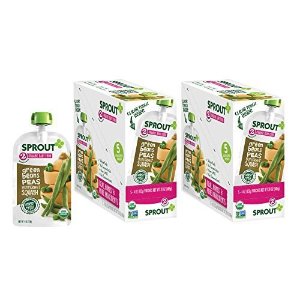 Sprout Stage 2 Organic Baby Food Pouches, Green Beans Peas Butternut Squash, Pack of 10