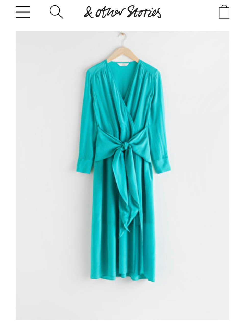 Scarf Tie Flowy Midi Dress - Turquoise - Midi dresses - & Other Stories