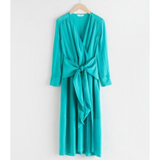Scarf Tie Flowy Midi Dress - Turquoise - Midi dresses - & Other Stories