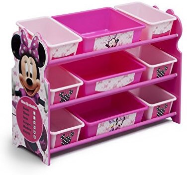 Delta 儿童9格玩具收纳箱，米妮图案，粉色