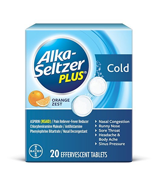 Alka-Seltzer Plus Cold Medicine, Tablets With Pain Reliever/Fever Reducer, 20 Count
