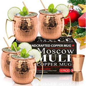 $28.47 Moscow Mule Copper Mugs - Set of 4 莫斯科手工铜杯
