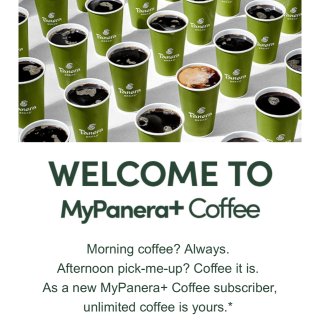 Amex有Panera免费半年咖啡...