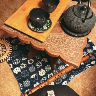 zafu 冥想 坐禅垫,Tetsubin 日式铸铁茶具5件套