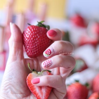 🍓DIY手绘草莓美甲🍓10free韩式甲...