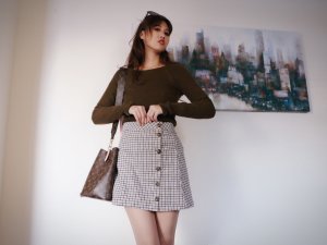 【fashion haul ——h&m 复古格纹裙】