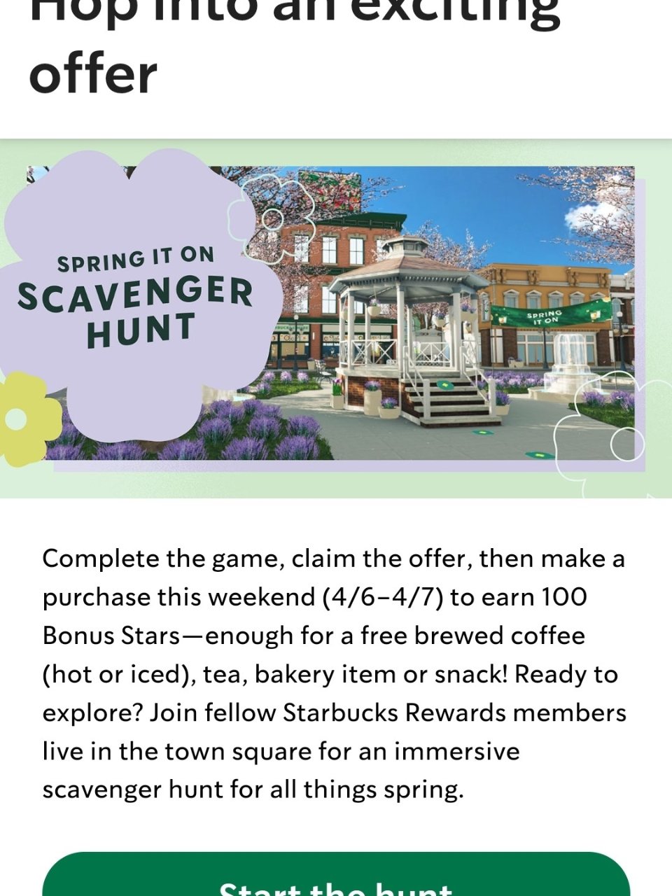 https://experience.starbucks,Starbucks 星巴克,Starbucks Spring It On Virtual Scavenger Hunt, Powered by Katmai