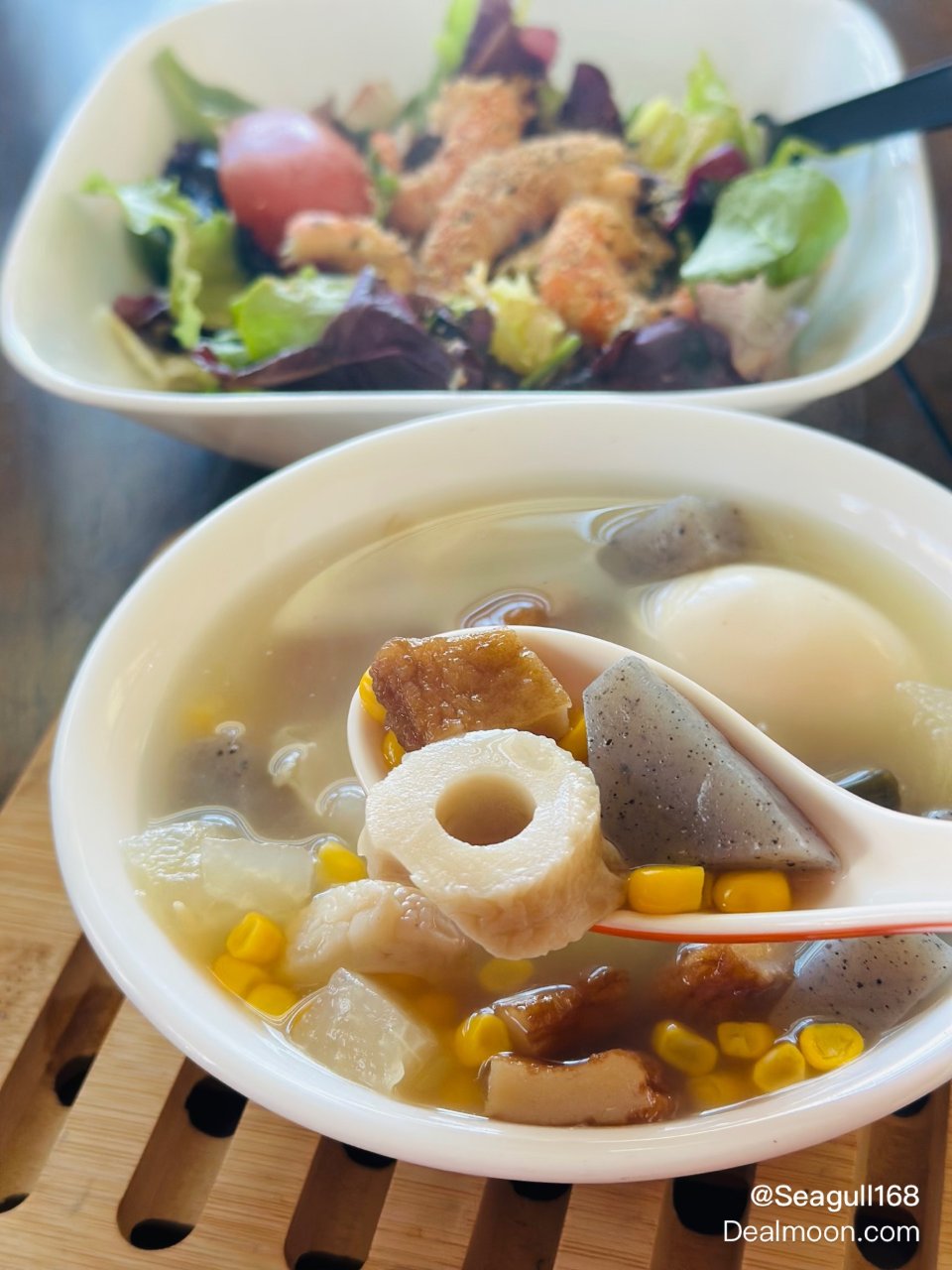 健康快手餐：虾肉沙拉🥗+关东煮汤...