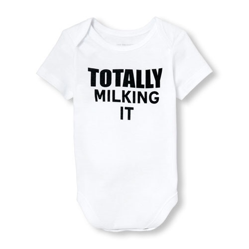 中性婴儿短袖'Totally Milking It'图形紧身衣
