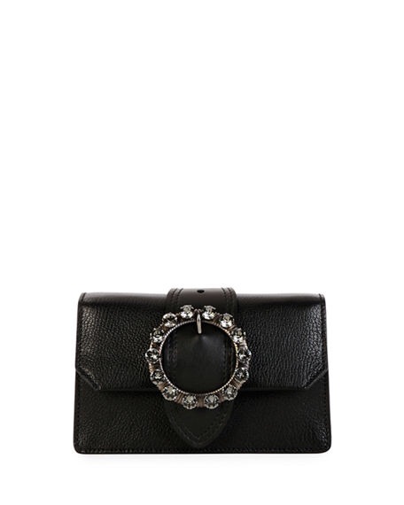Miu Miu Madras Jewels Leather Buckle Clutch Bag | Neiman Marcus 黑色手提包