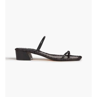 MARA & MINE Inez raffia-trimmed leather mules | Sale up to 70% off | THE OUTNET