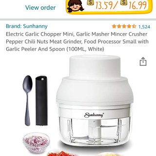Electric Garlic Chopper Mini, Garlic Masher Crusher, Food Processor Small with Garlic Peeler And Spoon (100ML/3.3FL OZ, Green): Home & Kitchen